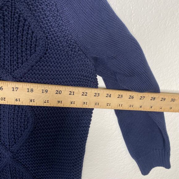 Lands End womens sweater 1X blue cable knit nautical pullover cotton chunky - Picture 7 of 7
